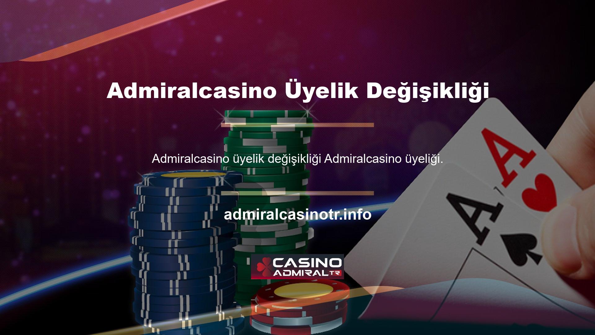 Admiralcasino üyeliği, adres değişikliği yoluyla Admiralcasino online bahis sitesine erişmek için gereklidir